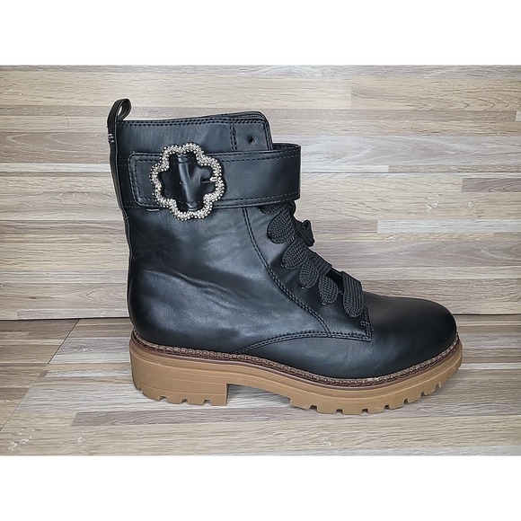 Sam & Libby Samantha Embellished Combat Boots Chunky Goth Y2K Women's Size 11 - Picture 4 of 14